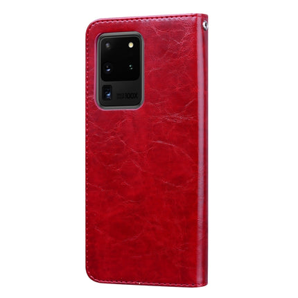 For Galaxy S20 Ultra Business Style Oil Wax Texture Horizontal Flip Leather Case, with Holder & Card Slots & Wallet(Red)-garmade.com