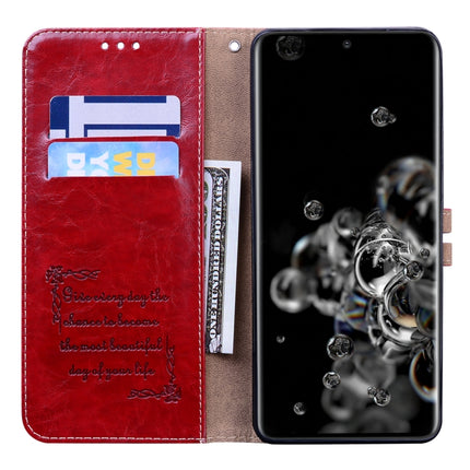 For Galaxy S20 Ultra Business Style Oil Wax Texture Horizontal Flip Leather Case, with Holder & Card Slots & Wallet(Red)-garmade.com