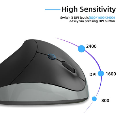 X10 2.4G Wireless Vertical Ergonomic Gaming Mouse(Grey)-garmade.com