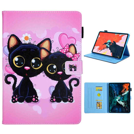 For iPad Pro 11 (2020) & (2018) Painted Pattern Tablet PC Protective Leather Case with Bracket & Card Slot & Photo Holder(Two Black Cats)-garmade.com