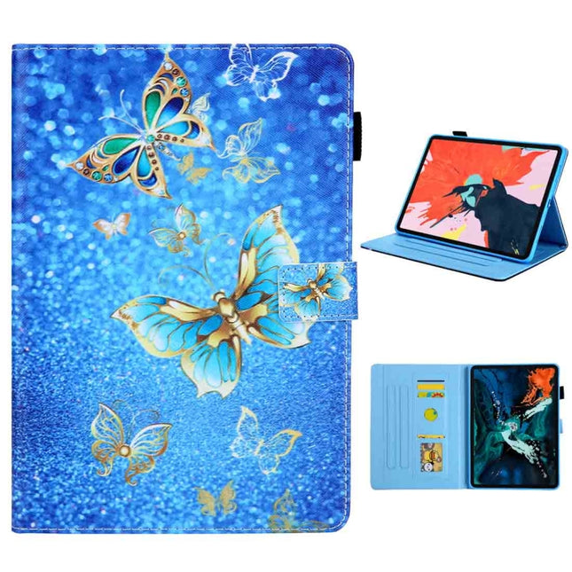 For iPad Pro 11 (2020) & (2018) Painted Pattern Tablet PC Protective Leather Case with Bracket & Card Slot & Photo Holder(Golden Butterfly)-garmade.com