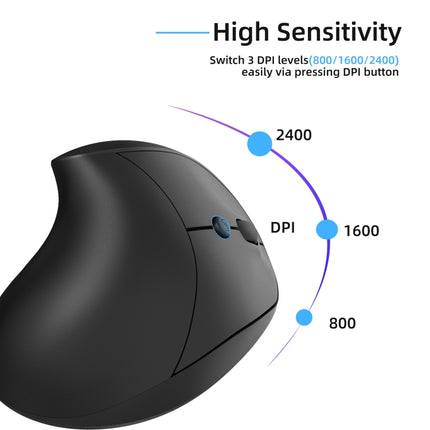 X10 2.4G Wireless Rechargeable Vertical Ergonomic Gaming Mouse(Black)-garmade.com