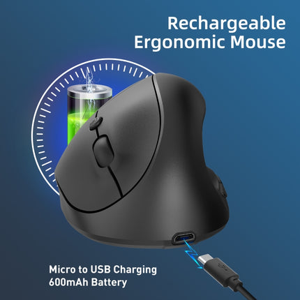 X10 2.4G Wireless Rechargeable Vertical Ergonomic Gaming Mouse(Black)-garmade.com