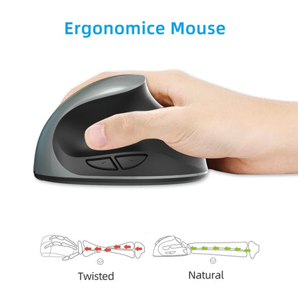 X10 2.4G Wireless Rechargeable Vertical Ergonomic Gaming Mouse(Grey)-garmade.com