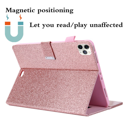 For iPad Pro 11 (2020) & (2018) Small Metal Button Magnetic Attraction Tablet PC Protective Leather Case with Deformable Bracket & Handle & Card Slots & Pen Slot & Sleep / Wake-up Function(Rose Gold)-garmade.com