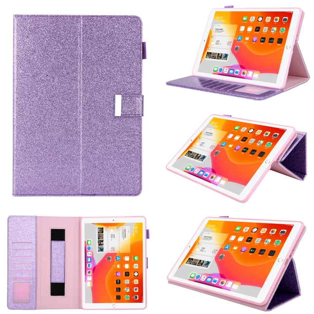 For iPad Pro 11 (2020) & (2018) Small Metal Button Magnetic Attraction Tablet PC Protective Leather Case with Deformable Bracket & Handle & Card Slots & Pen Slot & Sleep / Wake-up Function(Purple)-garmade.com