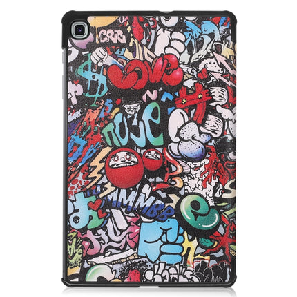 For Samsung Galaxy Tab S6 Lite P610 10.4 inch Colored Drawing Horizontal Flip Leather Case, with Three-folding Holder(Graffiti)-garmade.com