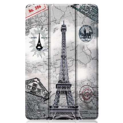 For Samsung Galaxy Tab S6 Lite P610 10.4 inch Colored Drawing Horizontal Flip Leather Case, with Three-folding Holder(Eiffel Tower)-garmade.com