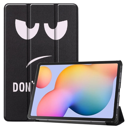 For Samsung Galaxy Tab S6 Lite P610 10.4 inch Colored Drawing Horizontal Flip Leather Case, with Three-folding Holder(Big Eye Me)-garmade.com