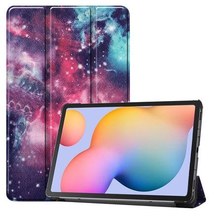 For Samsung Galaxy Tab S6 Lite P610 10.4 inch Colored Drawing Horizontal Flip Leather Case, with Three-folding Holder(Galactic Nebula)-garmade.com