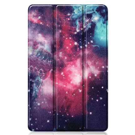 For Samsung Galaxy Tab S6 Lite P610 10.4 inch Colored Drawing Horizontal Flip Leather Case, with Three-folding Holder(Galactic Nebula)-garmade.com