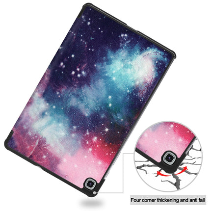 For Samsung Galaxy Tab S6 Lite P610 10.4 inch Colored Drawing Horizontal Flip Leather Case, with Three-folding Holder(Galactic Nebula)-garmade.com