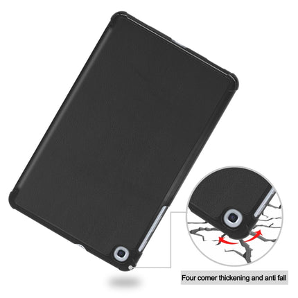 For Galaxy Tab A 8.4 (2020) Custer Pattern Pure Color Horizontal Flip Leather Case with Three-folding Holder(Black)-garmade.com
