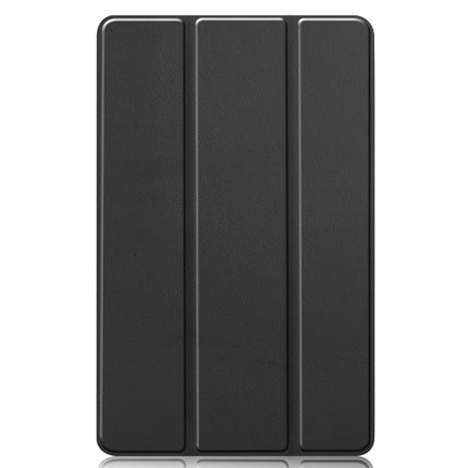 For Galaxy Tab S6 Lite 10.4 inch Custer Pattern Pure Color Horizontal Flip Leather Case with Three-folding Holder(Black)-garmade.com