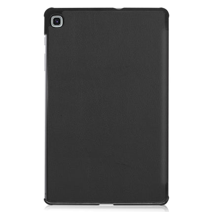 For Galaxy Tab S6 Lite 10.4 inch Custer Pattern Pure Color Horizontal Flip Leather Case with Three-folding Holder(Black)-garmade.com