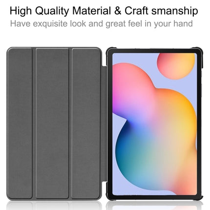 For Galaxy Tab S6 Lite 10.4 inch Custer Pattern Pure Color Horizontal Flip Leather Case with Three-folding Holder(Black)-garmade.com