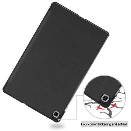 For Galaxy Tab S6 Lite 10.4 inch Custer Pattern Pure Color Horizontal Flip Leather Case with Three-folding Holder(Black)-garmade.com