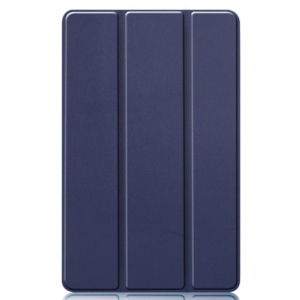 For Galaxy Tab S6 Lite 10.4 inch Custer Pattern Pure Color Horizontal Flip Leather Case with Three-folding Holder(Blue)-garmade.com