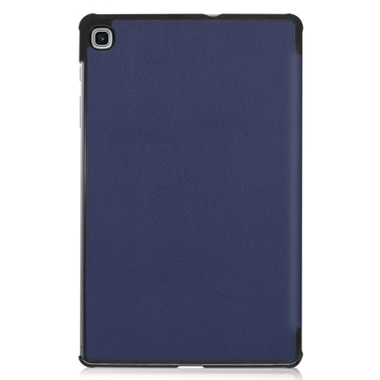 For Galaxy Tab S6 Lite 10.4 inch Custer Pattern Pure Color Horizontal Flip Leather Case with Three-folding Holder(Blue)-garmade.com