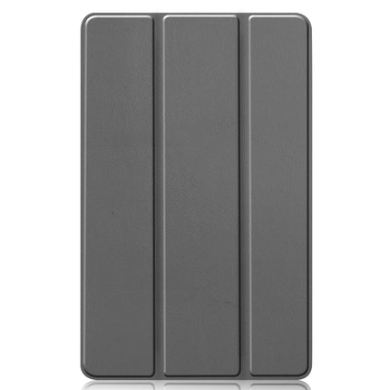 For Galaxy Tab S6 Lite 10.4 inch Custer Pattern Pure Color Horizontal Flip Leather Case with Three-folding Holder(Grey)-garmade.com