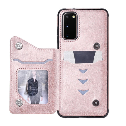 For Galaxy S20 Cat Tree Embossing Pattern Shockproof Protective Case with Card Slots & Photo Frame(Rose Gold)-garmade.com
