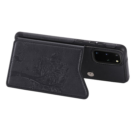 For Galaxy S20 Plus Cat Tree Embossing Pattern Shockproof Protective Case with Card Slots & Photo Frame(Black)-garmade.com