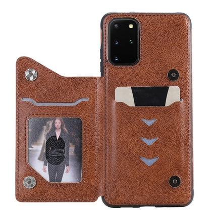 For Galaxy S20 Plus Cat Tree Embossing Pattern Shockproof Protective Case with Card Slots & Photo Frame(Brown)-garmade.com