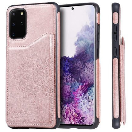 For Galaxy S20 Plus Cat Tree Embossing Pattern Shockproof Protective Case with Card Slots & Photo Frame(Rose Gold)-garmade.com
