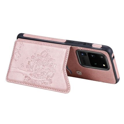 For Galaxy S20 Ultra Cat Tree Embossing Pattern Shockproof Protective Case with Card Slots & Photo Frame(Rose Gold)-garmade.com