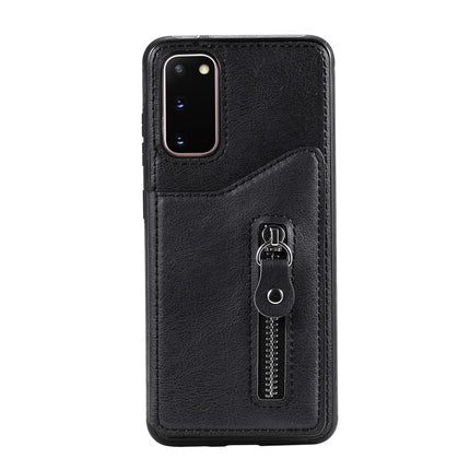 For Galaxy S20 Solid Color Double Buckle Zipper Shockproof Protective Case(Black)-garmade.com