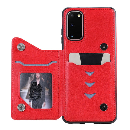 For Galaxy S20 Solid Color Double Buckle Zipper Shockproof Protective Case(Red)-garmade.com