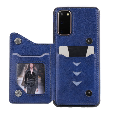 For Galaxy S20 Solid Color Double Buckle Zipper Shockproof Protective Case(Blue)-garmade.com