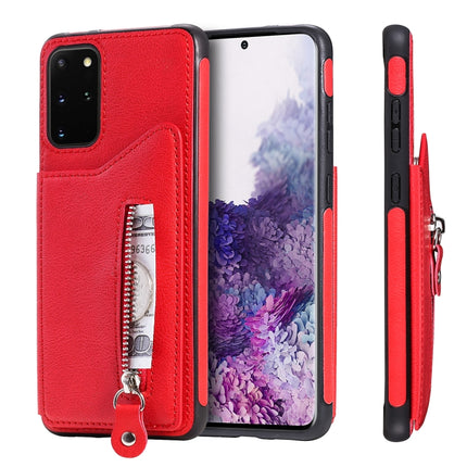 For Galaxy S20 Plus Solid Color Double Buckle Zipper Shockproof Protective Case(Red)-garmade.com