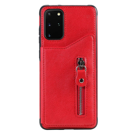 For Galaxy S20 Plus Solid Color Double Buckle Zipper Shockproof Protective Case(Red)-garmade.com