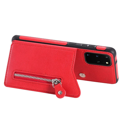 For Galaxy S20 Plus Solid Color Double Buckle Zipper Shockproof Protective Case(Red)-garmade.com