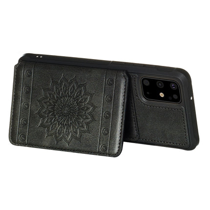 For Galaxy S20+ Sun Flower Pattern Embossed Horizontal Drop-proof Mobile Phone Case with Card Slots & Wallet & Photo Holder & Stand Function(Black)-garmade.com
