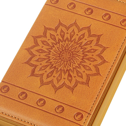 For Galaxy S20+ Sun Flower Pattern Embossed Horizontal Drop-proof Mobile Phone Case with Card Slots & Wallet & Photo Holder & Stand Function(Brown)-garmade.com