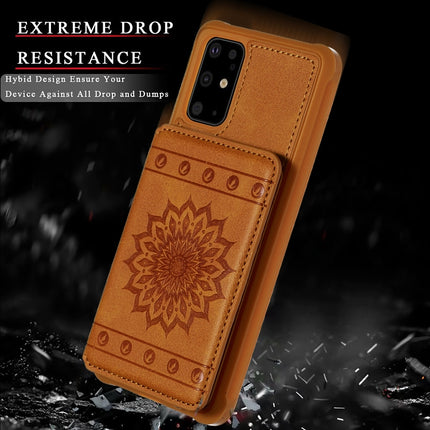 For Galaxy S20+ Sun Flower Pattern Embossed Horizontal Drop-proof Mobile Phone Case with Card Slots & Wallet & Photo Holder & Stand Function(Coffee)-garmade.com