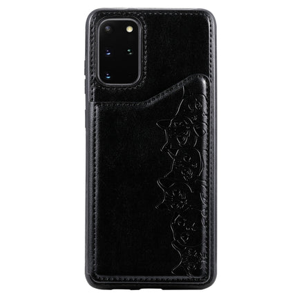 For Galaxy S20 Plus Six Cats Embossing Pattern Shockproof Protective Case with Card Slots & Photo Frame(Black)-garmade.com