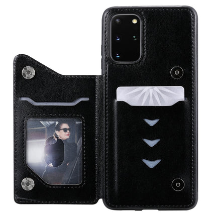 For Galaxy S20 Plus Six Cats Embossing Pattern Shockproof Protective Case with Card Slots & Photo Frame(Black)-garmade.com