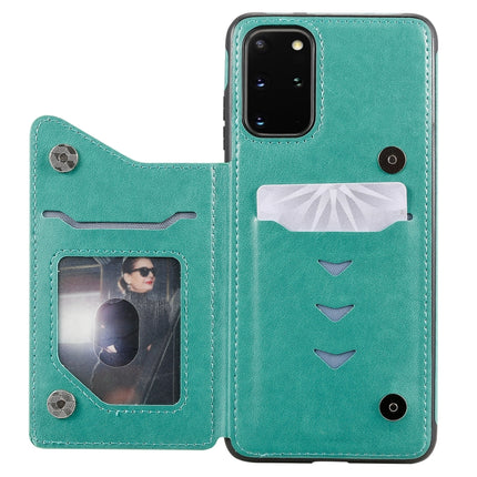 For Galaxy S20 Plus Six Cats Embossing Pattern Shockproof Protective Case with Card Slots & Photo Frame(Green)-garmade.com