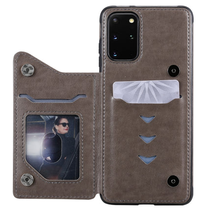 For Galaxy S20 Plus Six Cats Embossing Pattern Shockproof Protective Case with Card Slots & Photo Frame(Grey)-garmade.com