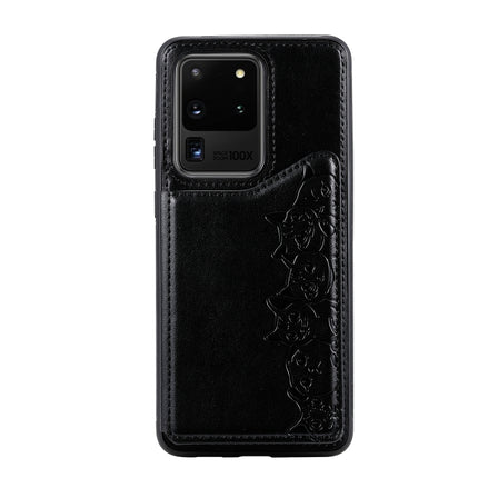 For Galaxy S20 Ultra Six Cats Embossing Pattern Shockproof Protective Case with Card Slots & Photo Frame(Black)-garmade.com