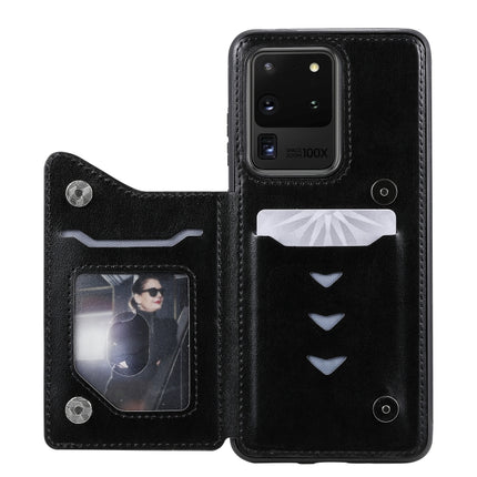 For Galaxy S20 Ultra Six Cats Embossing Pattern Shockproof Protective Case with Card Slots & Photo Frame(Black)-garmade.com