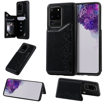 For Galaxy S20 Ultra Six Cats Embossing Pattern Shockproof Protective Case with Card Slots & Photo Frame(Black)-garmade.com