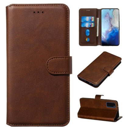 For Galaxy S20 Classic Calf Texture Magnetic Attraction Horizontal Flip Leather Case with Stand & Card Slots & Wallet Function(Brown)-garmade.com