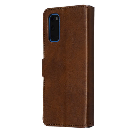 For Galaxy S20 Classic Calf Texture Magnetic Attraction Horizontal Flip Leather Case with Stand & Card Slots & Wallet Function(Brown)-garmade.com