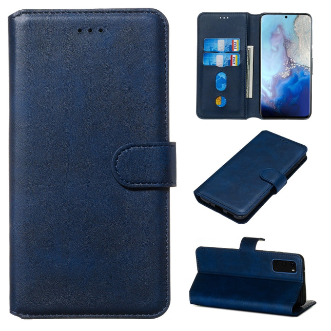 For Galaxy S20 Classic Calf Texture Magnetic Attraction Horizontal Flip Leather Case with Stand & Card Slots & Wallet Function(Blue)-garmade.com