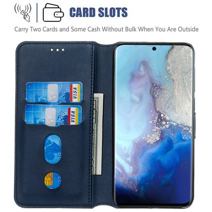 For Galaxy S20 Classic Calf Texture Magnetic Attraction Horizontal Flip Leather Case with Stand & Card Slots & Wallet Function(Blue)-garmade.com