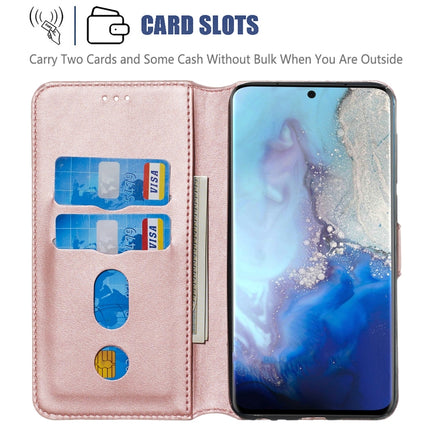 For Galaxy S20 Classic Calf Texture Magnetic Attraction Horizontal Flip Leather Case with Stand & Card Slots & Wallet Function(Rose Gold)-garmade.com